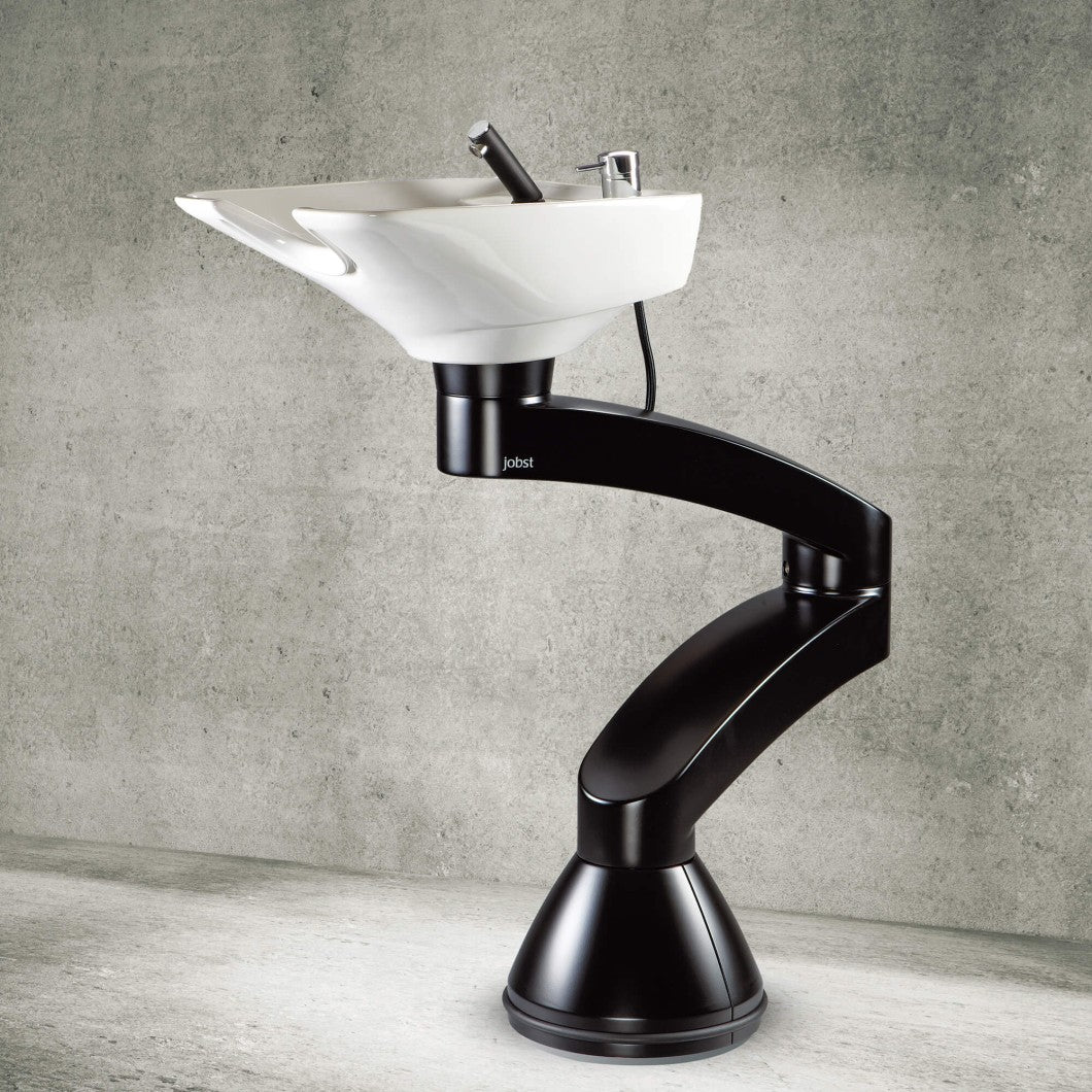 Contura swing PLUS - Black freestanding basin - White bowl
